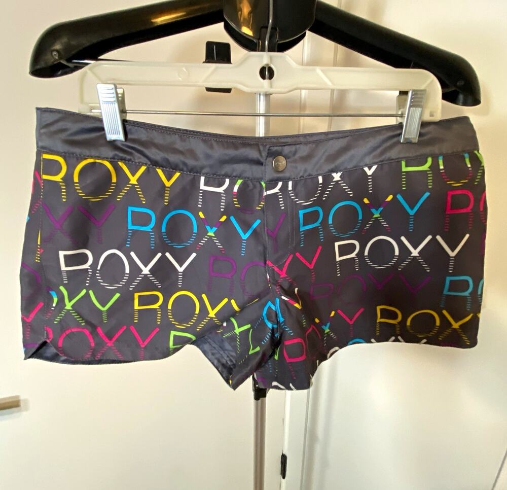 Vintage Y2K Roxy Reversible Board Shorts Women’s Size 9 Multicolor Logo Print